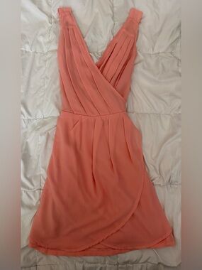 Tobi One-Shoulder Coral Wrap-Style Dress
